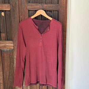 John Varvatos Long Sleeve Henley - Burgundy